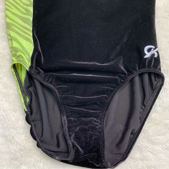 GK Elite Girl's Gymnastic Dance Leotard Black Green Neon Zebra Print Size AM - Picture 5 of 14